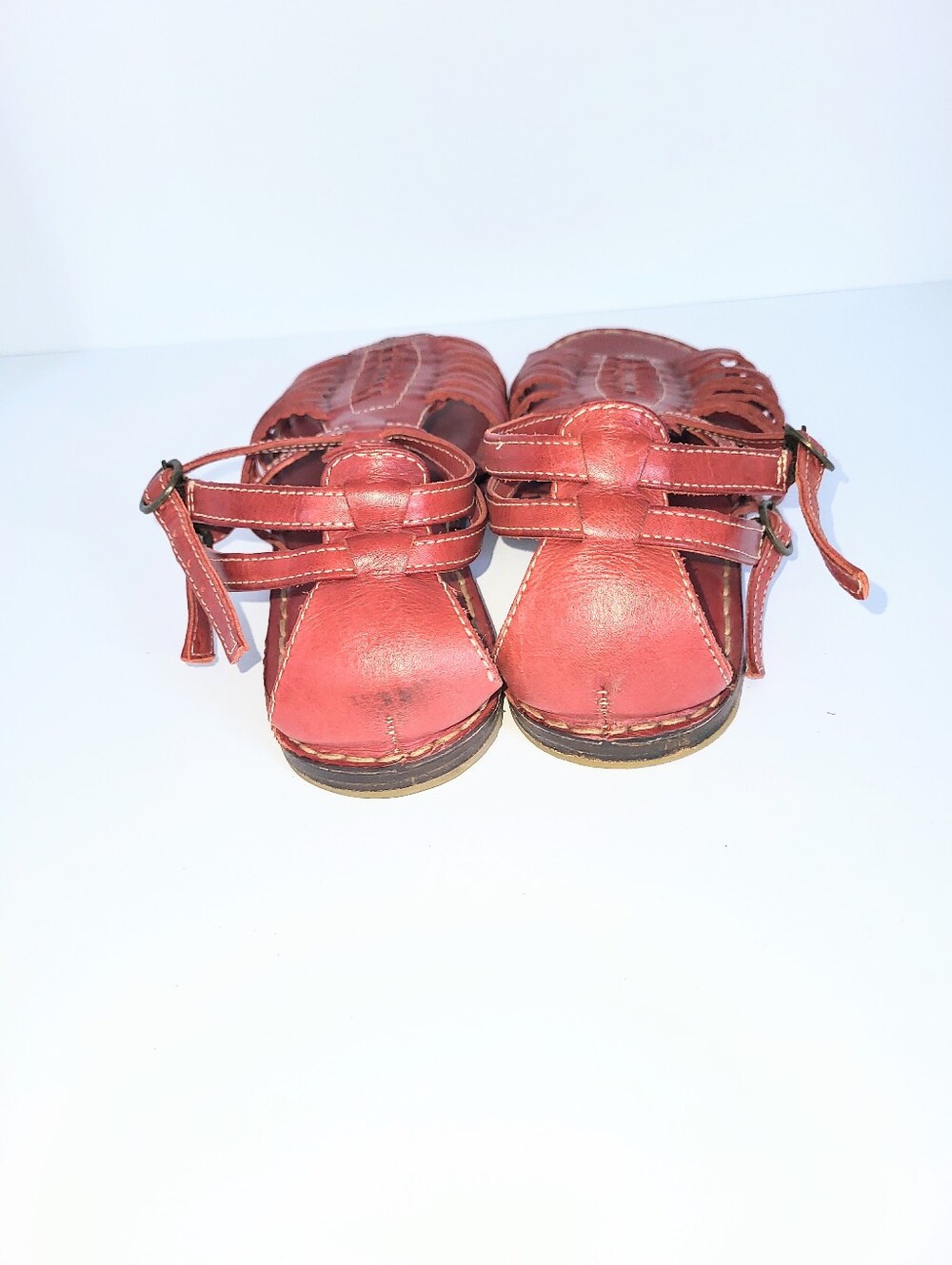 Frye Kayla Huarache Sandals Caged Gladiator Genuine Leather Oxblood Red Size 8.5 - Picture 7 of 16